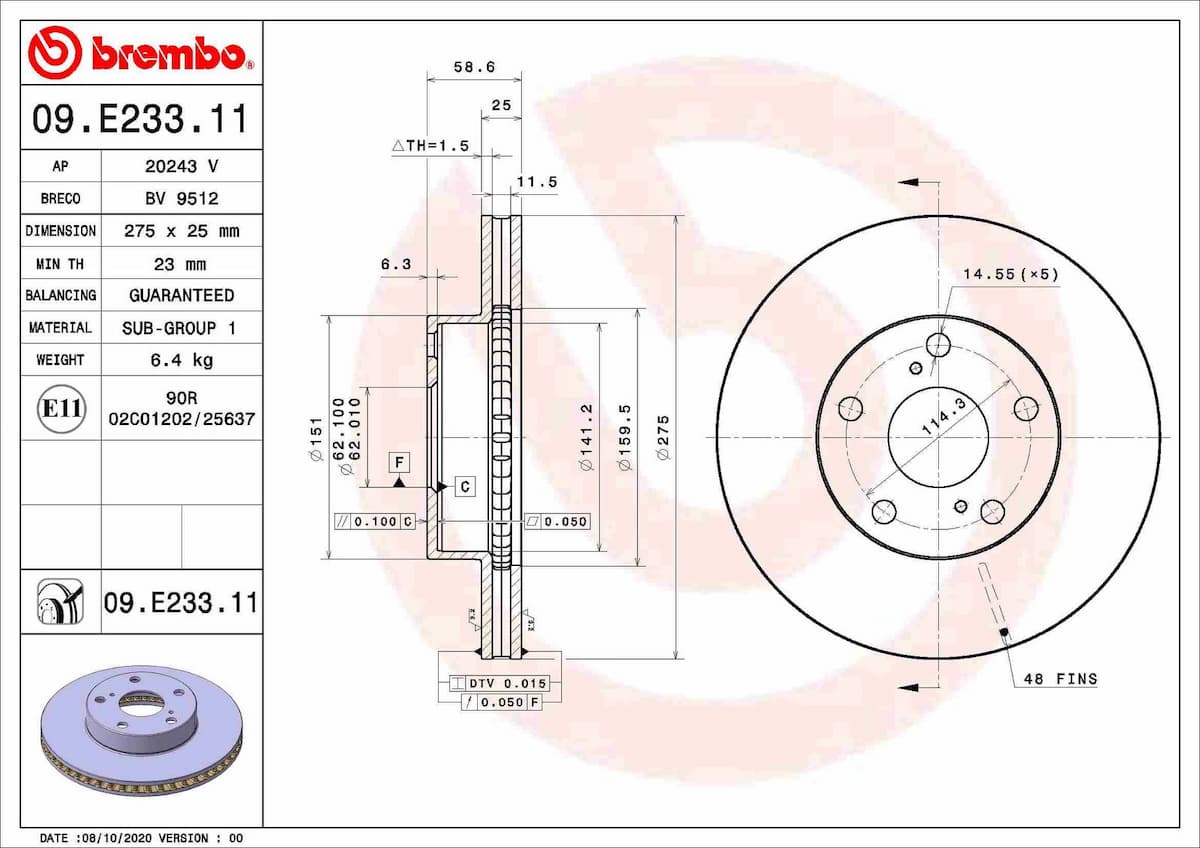 Bremžu diski BREMBO 09.E233.11 1