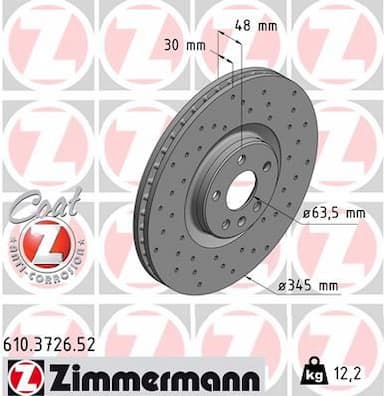 Bremžu diski ZIMMERMANN 610.3726.52 1