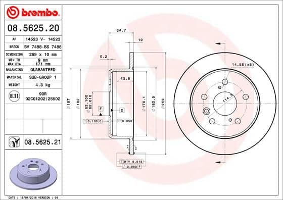 Bremžu diski BREMBO 08.5625.21 1