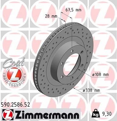 Bremžu diski ZIMMERMANN 590.2586.52 1