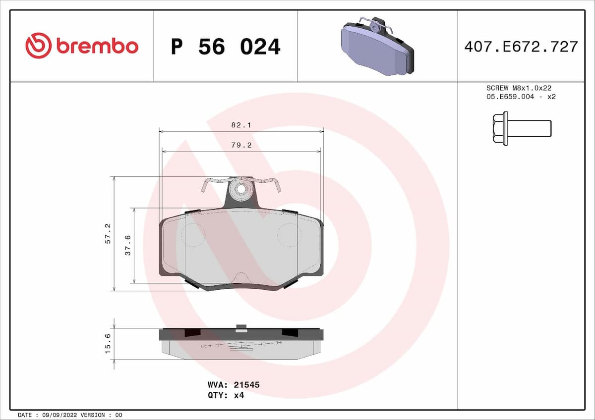 Bremžu uzliku kompl., Disku bremzes BREMBO P 56 024 1