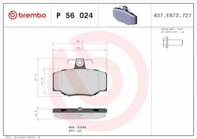 Bremžu uzliku kompl., Disku bremzes BREMBO P 56 024 1