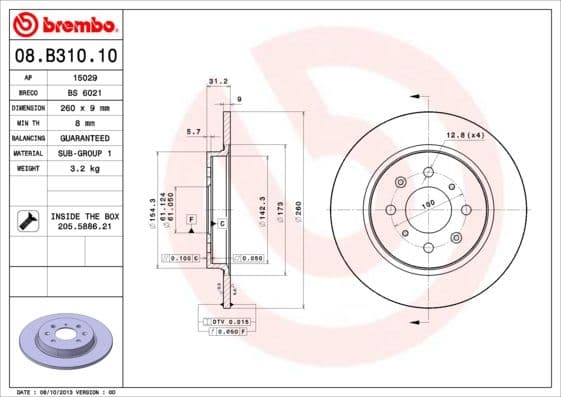 Bremžu diski BREMBO 08.B310.10 1