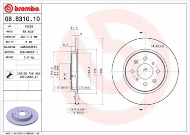 Bremžu diski BREMBO 08.B310.10 1