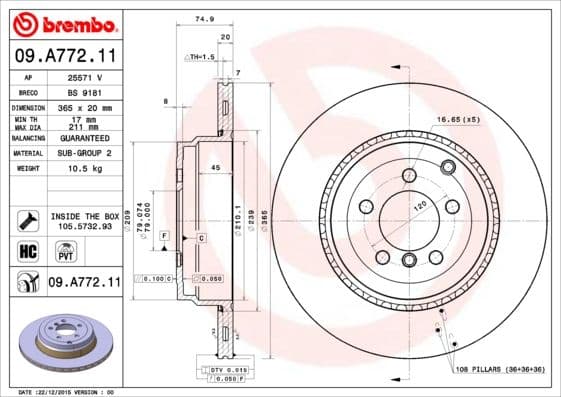 Bremžu diski BREMBO 09.A772.11 1