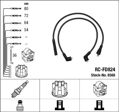 Augstsprieguma vadu komplekts NGK 8568 1