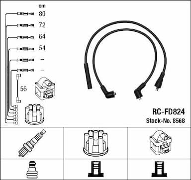 Augstsprieguma vadu komplekts NGK 8568 1