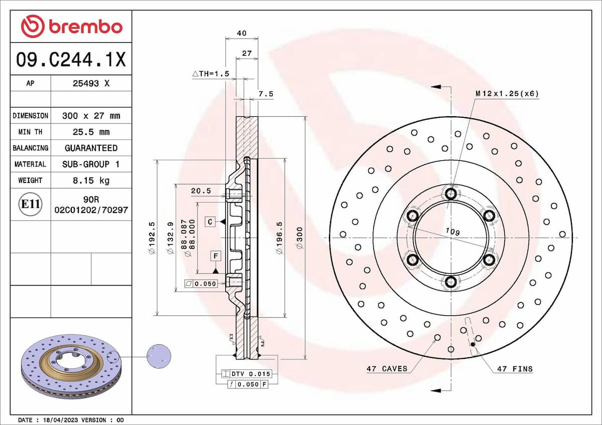 Bremžu diski BREMBO 09.C244.1X 1