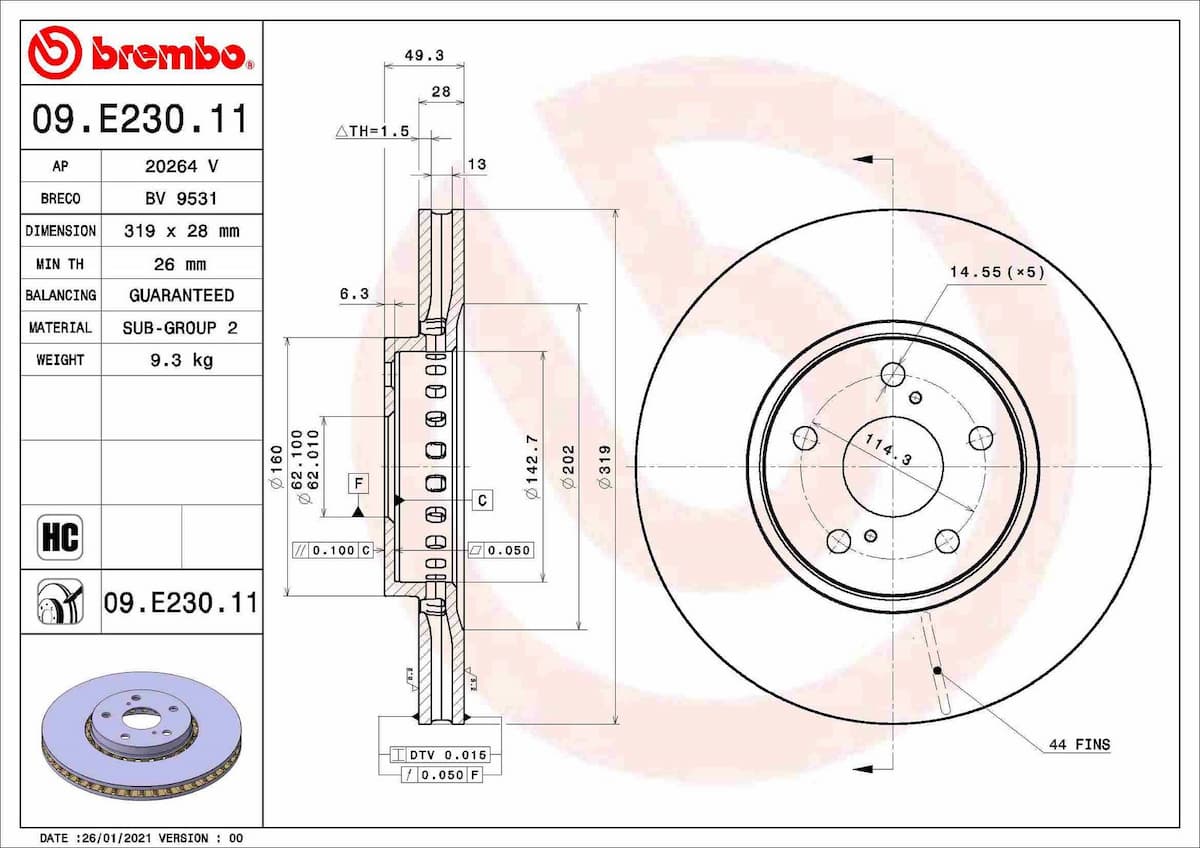 Bremžu diski BREMBO 09.E230.11 1