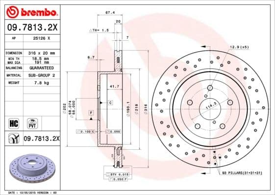 Bremžu diski BREMBO 09.7813.2X 1