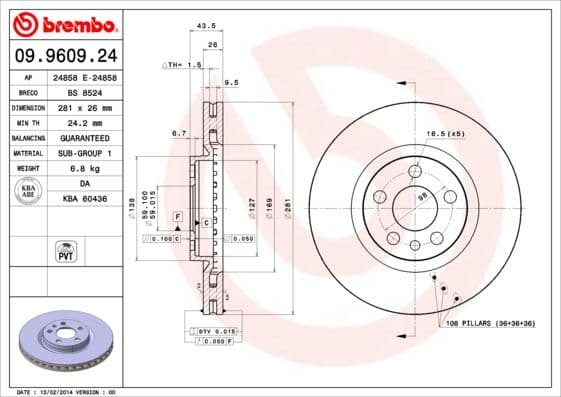 Bremžu diski BREMBO 09.9609.24 1