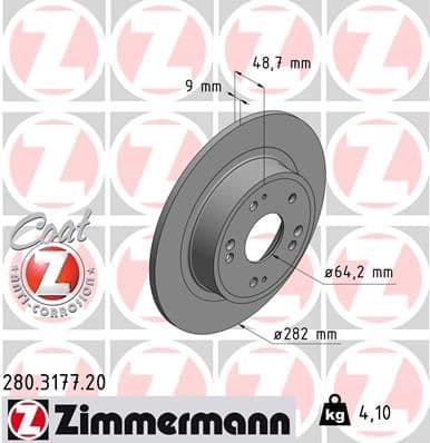 Bremžu diski ZIMMERMANN 280.3177.20 1