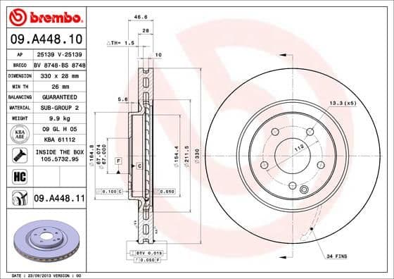 Bremžu diski BREMBO 09.A448.11 1