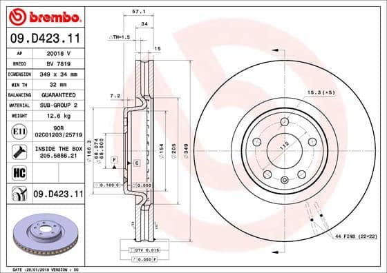 Bremžu diski BREMBO 09.D423.11 1