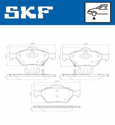 Bremžu uzliku kompl., Disku bremzes SKF VKBP 80131 A 2