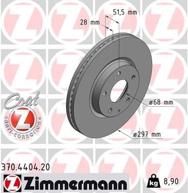 Bremžu diski ZIMMERMANN 370.4404.20 1