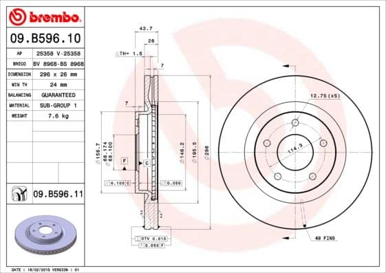 Bremžu diski BREMBO 09.B596.11 1