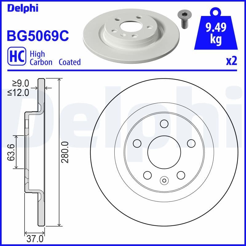 Bremžu diski DELPHI BG5069C 1