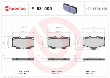 Bremžu uzliku kompl., Disku bremzes BREMBO P 83 009 1