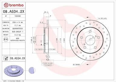 Bremžu diski BREMBO 08.A534.2X 1