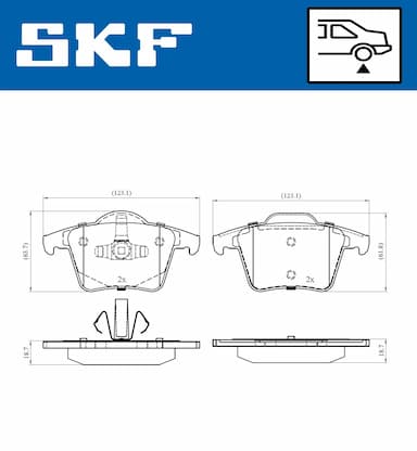 Bremžu uzliku kompl., Disku bremzes SKF VKBP 90392 6