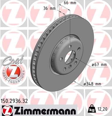 Bremžu diski ZIMMERMANN 150.2936.32 1