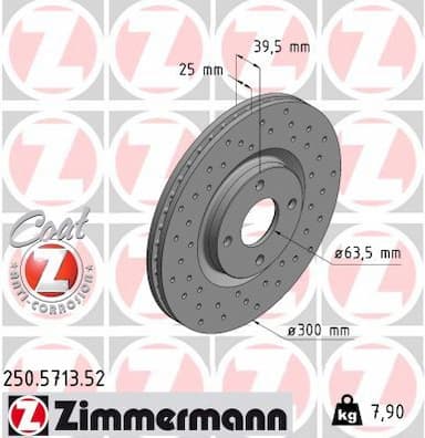 Bremžu diski ZIMMERMANN 250.5713.52 1