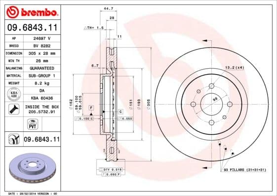 Bremžu diski BREMBO 09.6843.11 1