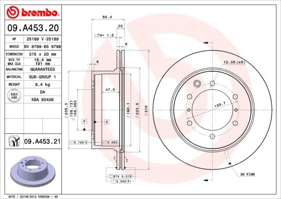 Bremžu diski BREMBO 09.A453.21 1