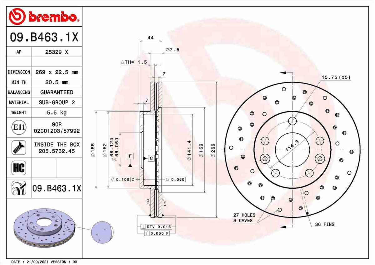 Bremžu diski BREMBO 09.B463.1X 1