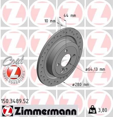 Bremžu diski ZIMMERMANN 150.3489.52 1