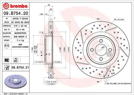 Bremžu diski BREMBO 09.B754.21 1