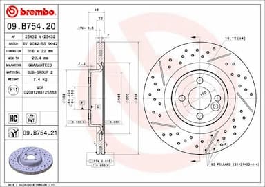 Bremžu diski BREMBO 09.B754.21 1