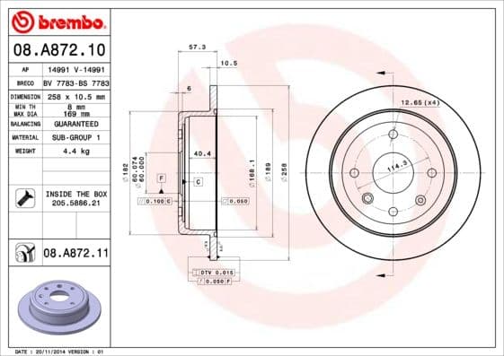 Bremžu diski BREMBO 08.A872.11 1