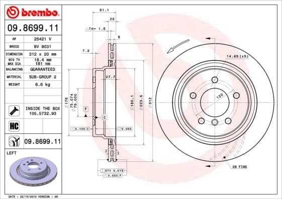 Bremžu diski BREMBO 09.8699.11 1