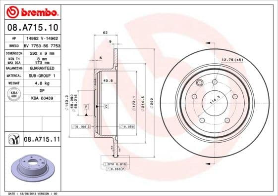 Bremžu diski BREMBO 08.A715.11 1