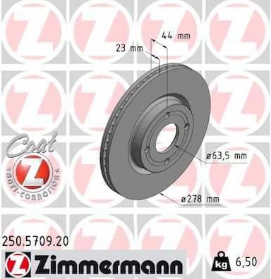 Bremžu diski ZIMMERMANN 250.5709.20 1