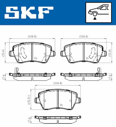 Bremžu uzliku kompl., Disku bremzes SKF VKBP 80182 A 2