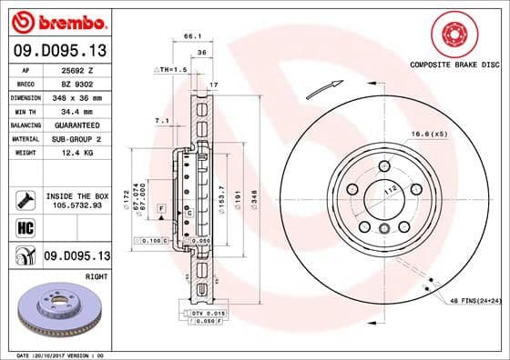 Bremžu diski BREMBO 09.D095.13 1