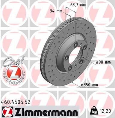 Bremžu diski ZIMMERMANN 460.4505.52 1