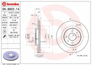 Bremžu diski BREMBO 09.8903.14 1