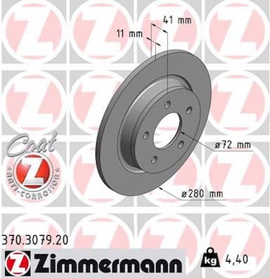 Bremžu diski ZIMMERMANN 370.3079.20 1