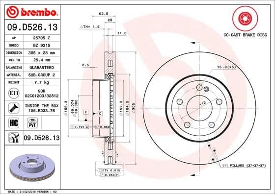 Bremžu diski BREMBO 09.D526.13 1