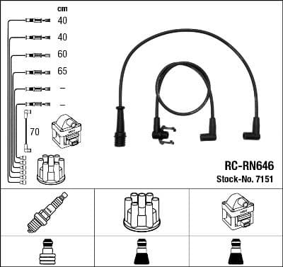 Augstsprieguma vadu komplekts NGK 7151 1