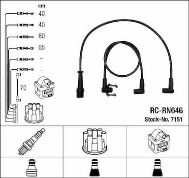 Augstsprieguma vadu komplekts NGK 7151 1