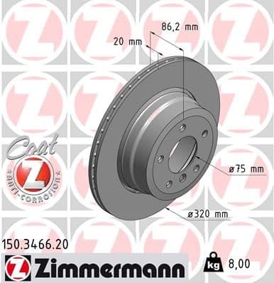 Bremžu diski ZIMMERMANN 150.3466.20 1