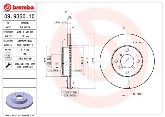 Bremžu diski BREMBO 09.9350.10 1