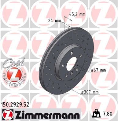 Bremžu diski ZIMMERMANN 150.2929.52 1