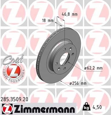 Bremžu diski ZIMMERMANN 285.3509.20 1