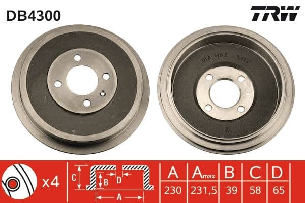 Bremžu trumulis TRW DB4300 1